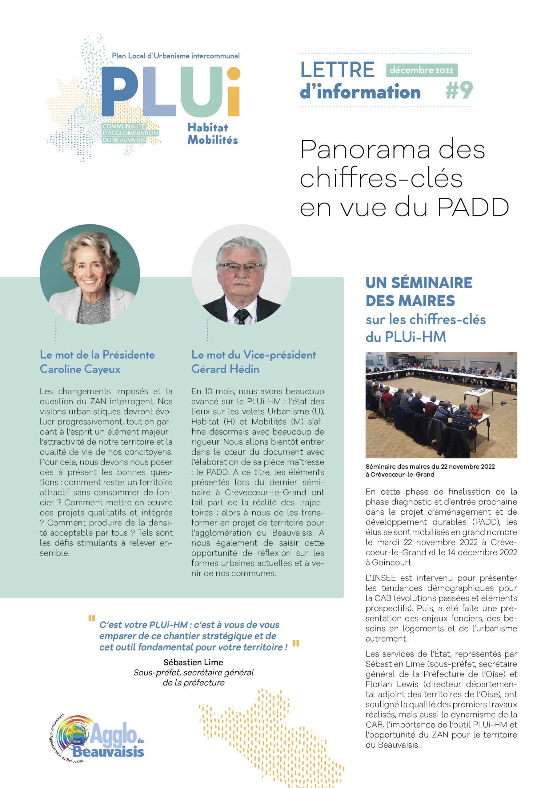 Couverture de la Lettre d’info n°9 – décembre 2022 : Panorama des chiffres-clés en vue du PADD