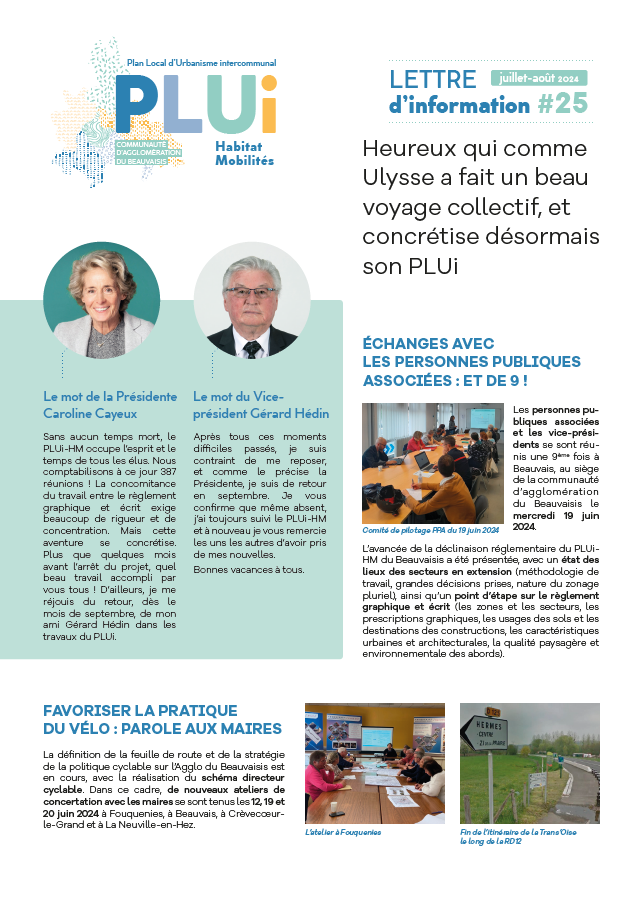 Couverture de la Lettre d’info n°25 – Juillet/août 2024 – La concrétisation du PLUi